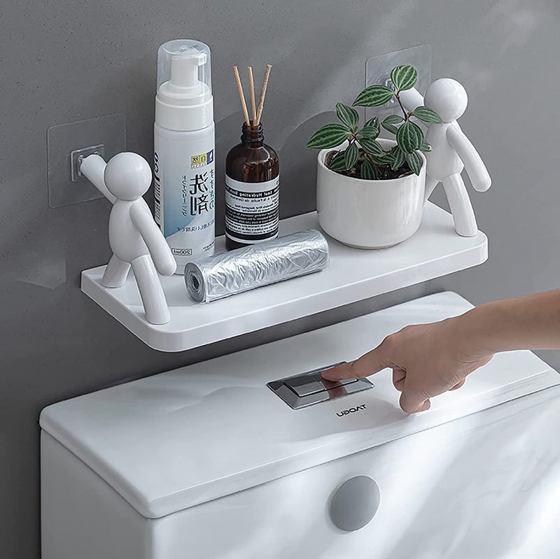 OFIXO Wall Mounted Plastic Bathroom Shelf | Wall Mounted Shelf for Kitchen, Bathroom, Soap, Liquid Bottles, and Spices, Plastic Floating Shelf | No Drilling Required (White) - Image 2