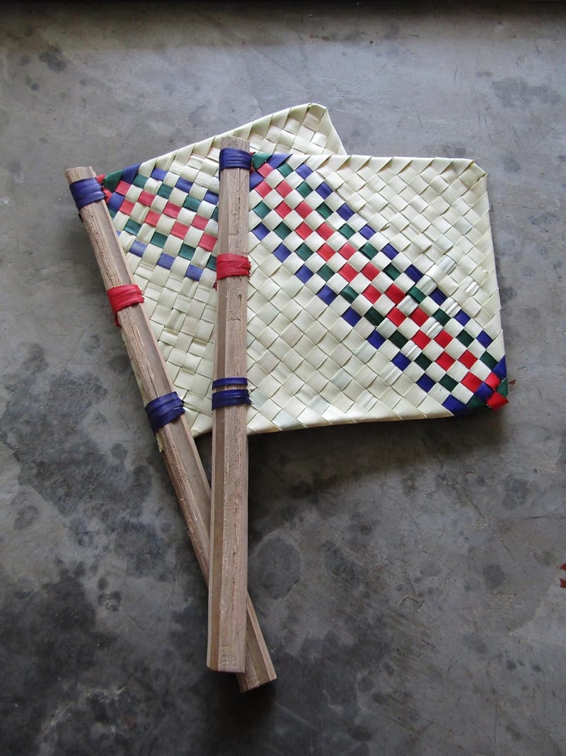 Traditional Artistry Palm Leaf Vishari Hand Fan Pack of 2  - Image 1