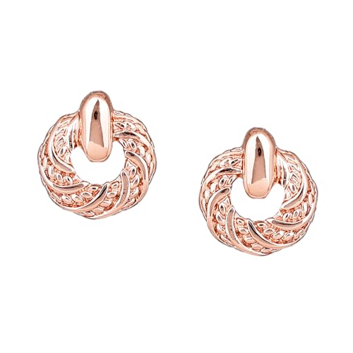 Estele Rose Gold Plated Round Shaped Brass Studs Earrings For Girls and Women - Image 1