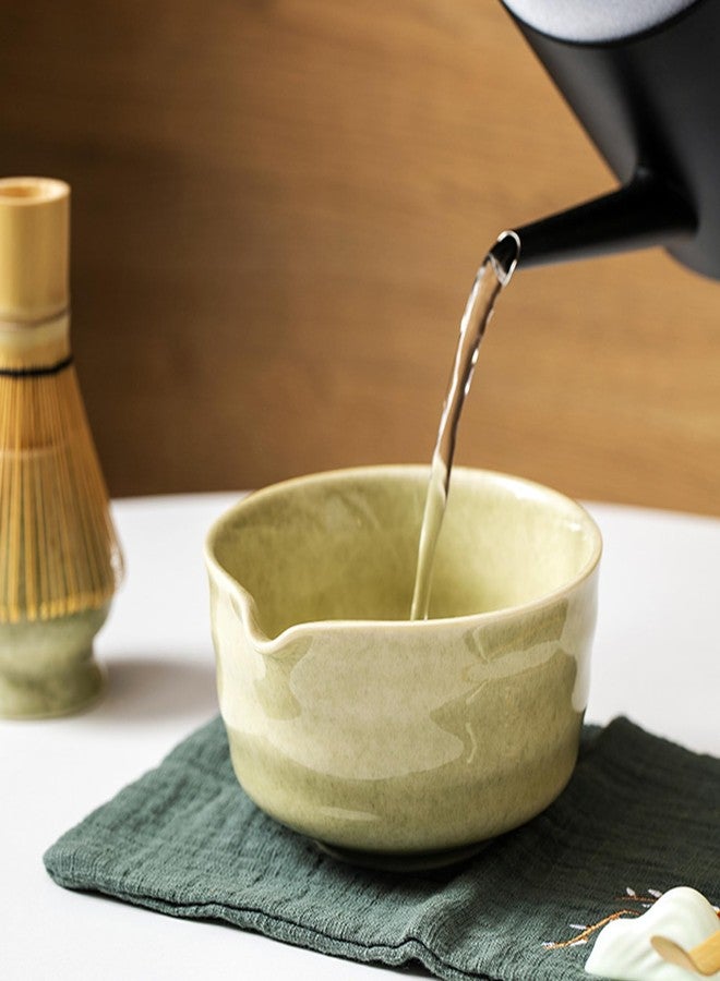 CAMATET Matcha Bowl with Spout, 500 ml/18 oz Ceramic Matcha Mixing Bowl, Japanese Ceremonial Matcha Chawan for Matcha Powder/Salad/Fruit/Soup/Tea - Wave Style Matcha Bowl - Image 3