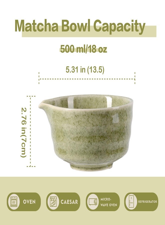 CAMATET Matcha Bowl with Spout, 500 ml/18 oz Ceramic Matcha Mixing Bowl, Japanese Ceremonial Matcha Chawan for Matcha Powder/Salad/Fruit/Soup/Tea - Wave Style Matcha Bowl - Image 2