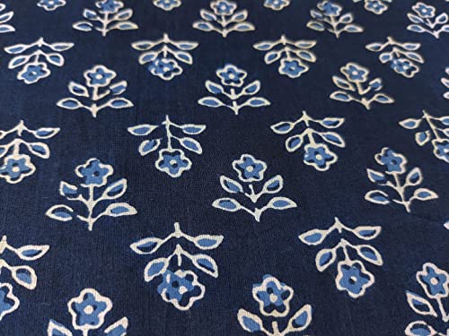 AVKA Studio Hand Block Print Fabric by The Yard - PRECUT 3 Yards 42 inch Width - 100percent Cotton Material - Indigo Blue Indigo 44 Inches - Image 5