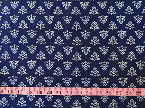 AVKA Studio Hand Block Print Fabric by The Yard - PRECUT 3 Yards 42 inch Width - 100percent Cotton Material - Indigo Blue Indigo 44 Inches - Image 2