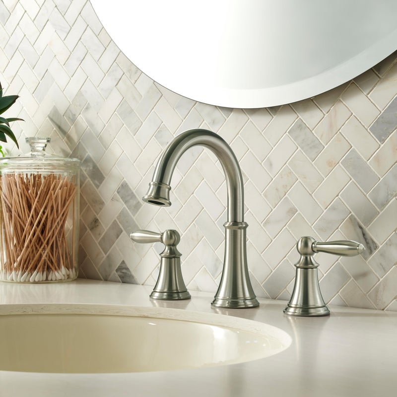 Pfister Courant Bathroom Sink Faucet, 8-Inch Widespread, 2-Handle, 3-Hole, Brushed Nickel Finish, LF049COKK - Image 2