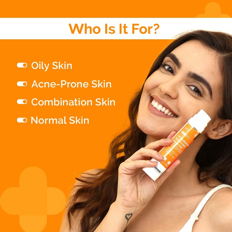 THE derma Co جل واقي الشمس هيدرا 1 حمض الهيالورونيك SPF 50 PA للبشرة الدهنية والجافة المعرضة لحب الشباب 50 جرام - Image 2