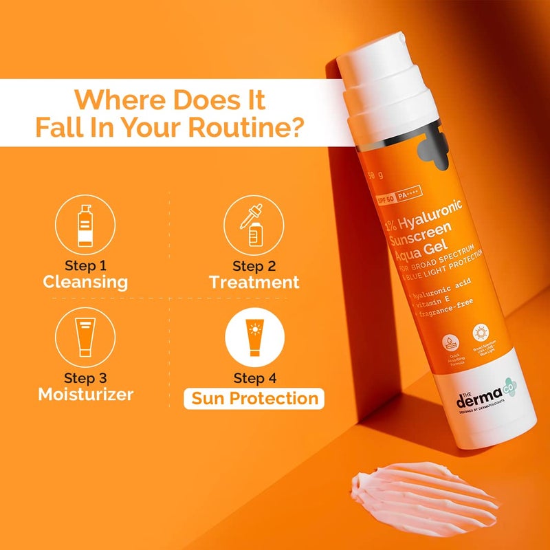 THE derma Co جل واقي الشمس هيدرا 1 حمض الهيالورونيك SPF 50 PA للبشرة الدهنية والجافة المعرضة لحب الشباب 50 جرام - Image 5
