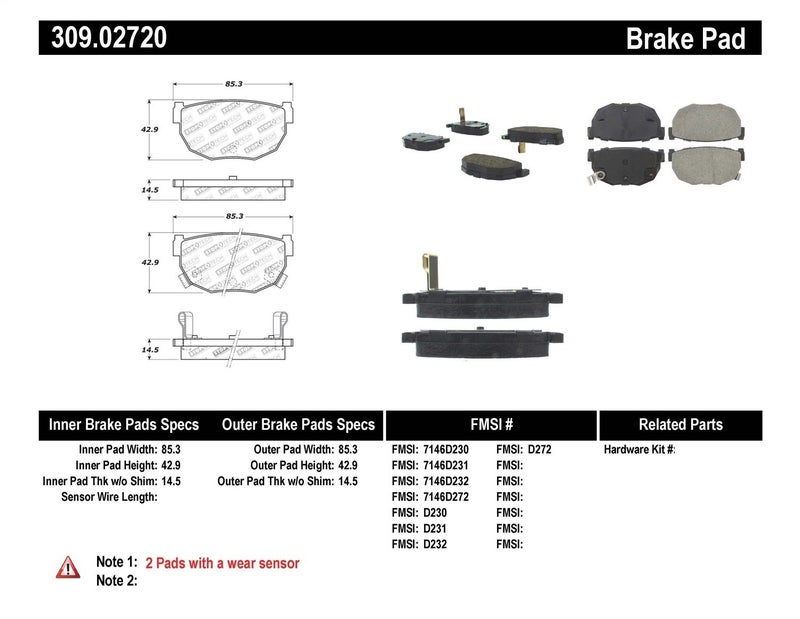 StopTech 309.02720 Sport Brake Pads with Shims and Hardware - Image 5