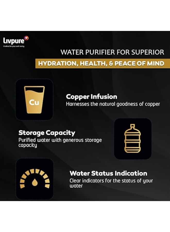 Livpure جهاز تنقية المياه Livpure Allura Premia | تكلفة صفرية لمدة عامين ونصف - الفلاتر مشمولة | تنقية متطورة متعددة المراحل (10 مراحل) | تقنية RO+UV+UF+النحاس+القلوية+المعادن | تعقيم بالأشعة فوق البنفسجية داخل الخزان | سعة 7 لتر | - Image 2