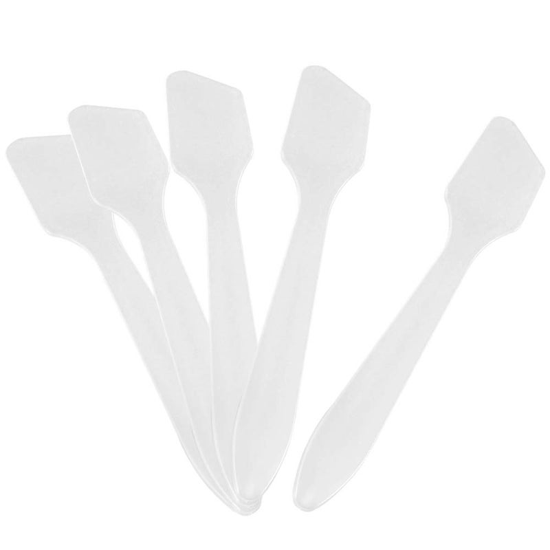 G2PLUS 100pcs Disposable Makeup Spatula 32 Inch Plastic Cosmetic Spatula Clear Cream Mixing Tools for DIY Skincare Wedding Favor Salon Use