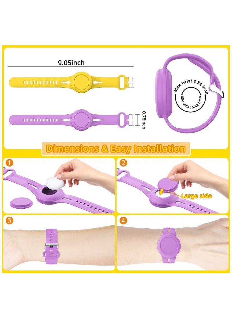 Y&D - 4 Pack Airtag Bracelet for Kids Waterproof Silicone Wristband Full Case Cover Apple Holder Toddler Hidden Band Accessories Child Strap - Image 1