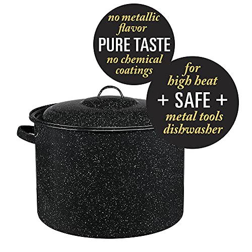 Granite Ware 21-Quart Stockpot, Large Capacity for Soups, Stews, Pasta - Durable Graniteware with Non-Stick Surface for Easy Cleaning - Chip-Resistant & Even Heat Distribution (Speckled Black) - Image 2