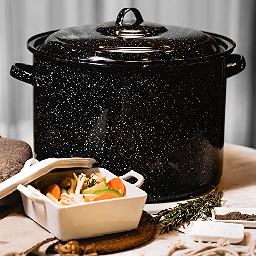 Granite Ware 21-Quart Stockpot, Large Capacity for Soups, Stews, Pasta - Durable Graniteware with Non-Stick Surface for Easy Cleaning - Chip-Resistant & Even Heat Distribution (Speckled Black) - Image 4