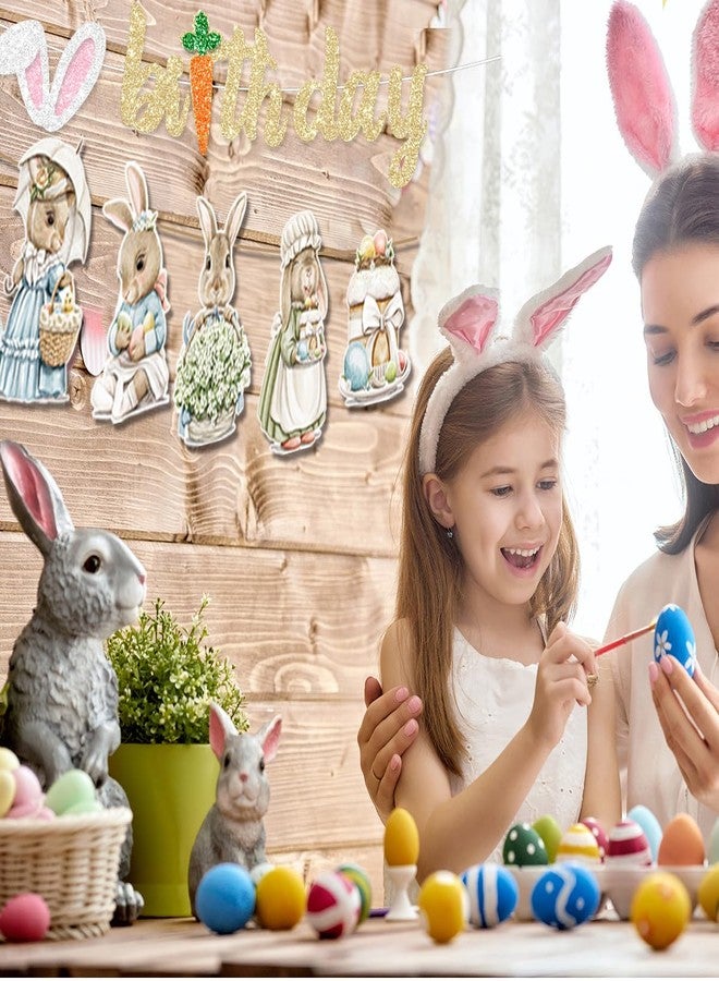 لافتة زينة عيد ميلاد سعيد على شكل أرنب عيد الفصح من FHGG، لافتة ذهبية لامعة لحفلات الربيع للأطفال، لوازم حفلات استقبال المولود الجديد للأولاد والبنات - Image 3