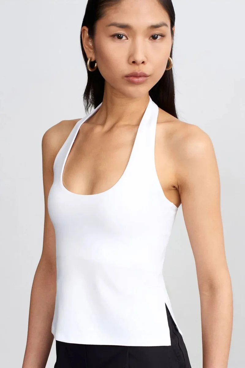 DILVIN Halterneck Cut-Out Slim Fit Blouse