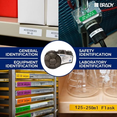 Brady Authentic M4C1000595WTBK AllWeather Vinyl Labels 1 in W x 25ft Black on White for use with BMP41 BMP51 M410 M510 and M511 Label Printers - Image 3