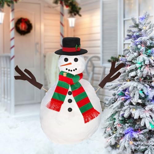 Colovis 16Pcs Build a Snowman Kit Outdoor Winter Snowman Decorating Supplies Snow Toys for Christmas Holiday Party Decor Red Green Scarf - Image 5