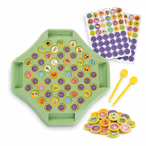 CountryLink Animal Memory Flip Chess Game Montessori Matching Puzzle Board Game for Kids Educational Travel Toy for Toddlers, Preschoolers Learning Activities (Animle Stickers & 4 Stick) - Image 1