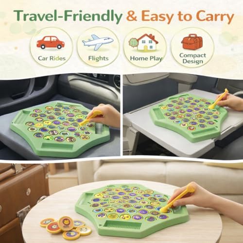 CountryLink Animal Memory Flip Chess Game Montessori Matching Puzzle Board Game for Kids Educational Travel Toy for Toddlers, Preschoolers Learning Activities (Animle Stickers & 4 Stick) - Image 5