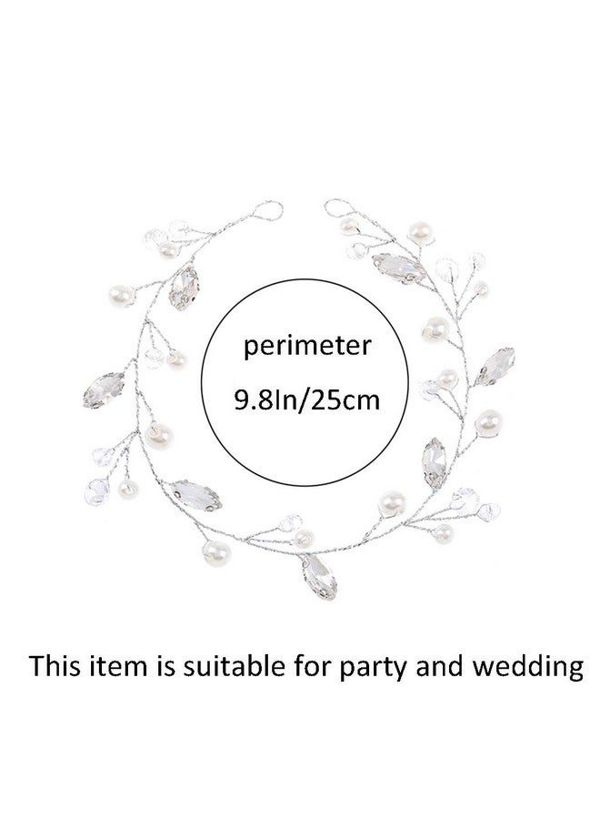 JEAIRTS Eairts Bride Wedding Hair Vine Silver Rhinestone Bridal Hair Pieces Pearl Headpiece Crystal Hair Accessories For Women And Girls (1Silver) - Image 4