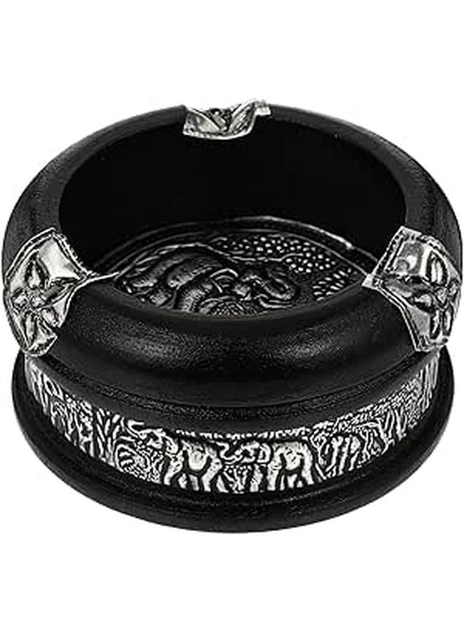 Vintage Wooden Cigar Ashtray 3 Inch Southeast Asian Style Home Restaurant Desktop Decor - Image 1