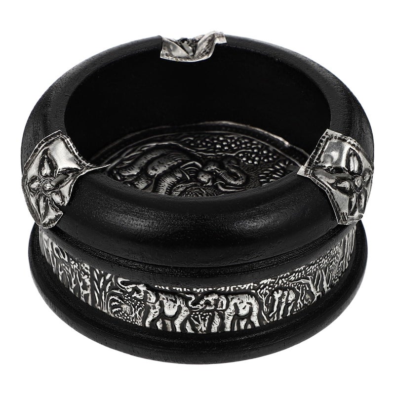 Vintage Wooden Cigar Ashtray 3 Inch Southeast Asian Style Home Restaurant Desktop Decor - Image 2