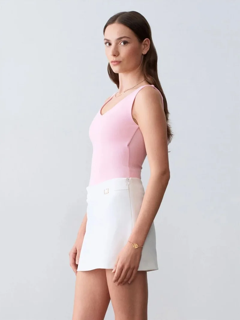 ديلفين DILVIN High-Waist Belted A-Line Mini Skirt
