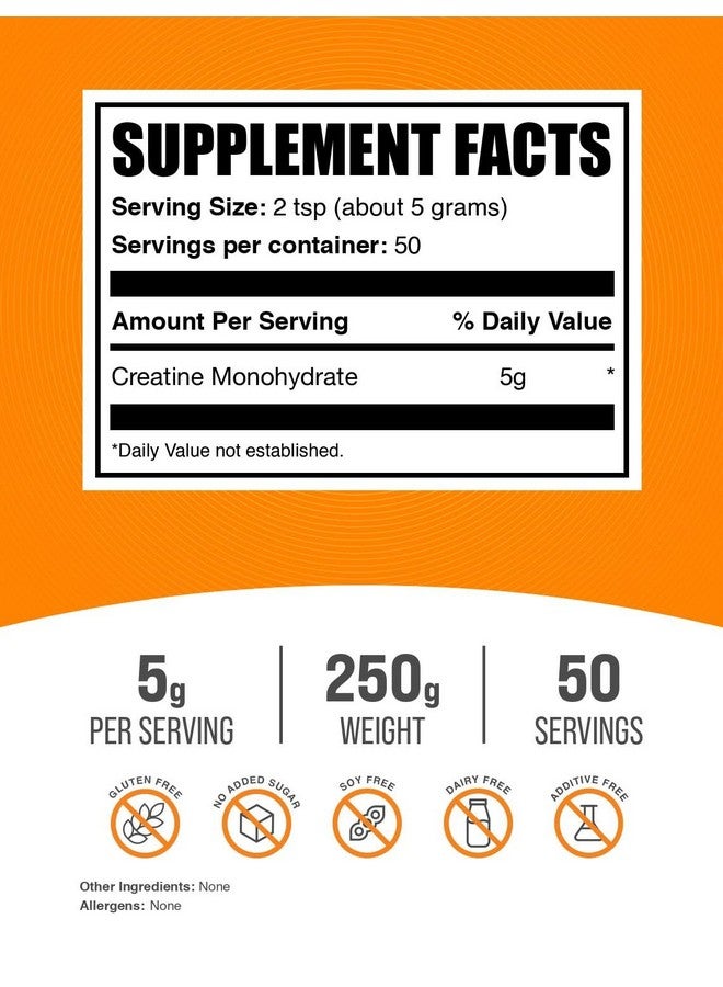 بالك سابلمنتس مسحوق الكرياتين أحادي الهيدرات من BulkSupplements.com - مكمل غذائي للكرياتين، كرياتين ميكرونيزد، مسحوق الكرياتين - بدون نكهة وخالي من الغلوتين، 5 غرام (5000 ملغ) لكل حصة، 250 غرام (8.8 أونصة) (عبوة من قطعة واحدة) - Image 2