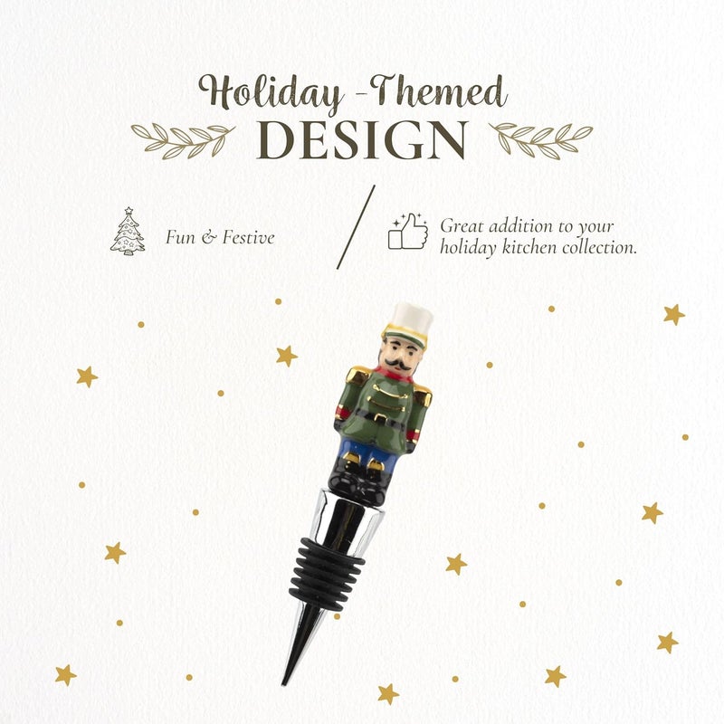 Spode Spode Christmas Tree Nutcracker Bottle Stopper  Beverage  Wine Stopper Ideal Christmas Home Dcor Holiday Wine Tools  Christmas Gift for Wine Lovers  Decorative  Reusable Bottle Stopper  - Image 3