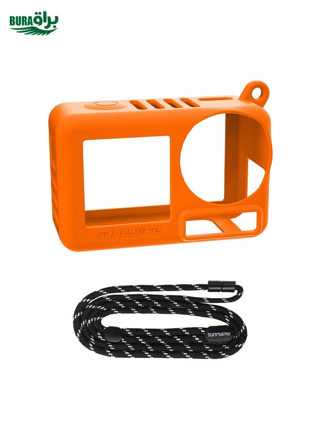 BURAQ For DJI Osmo Action 5 Pro Sunnylife Silicone Protective Case Scratch-proof Camera Cover with Lanyard (Orange)  - Image 1