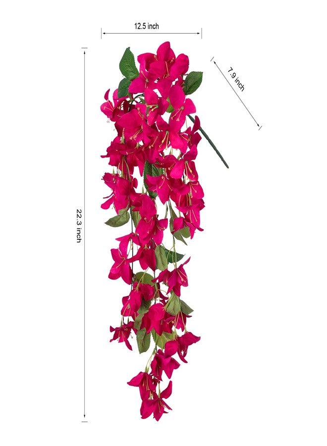 HyeFlora 2PCS Bougainvillea Artificial Hanging Flowers Plants for Outdoors Outside Fall Decoration, Faux Silk Flowers Fake Vines UV Resistant Look Real Realistic for Front Door Porch Planter Balcony, Hotpink - Image 5