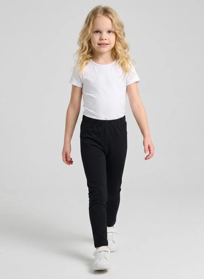 Take Two  Girls Black Solid Full Length Leggings By Juniorloom for Women | Best Price UAE