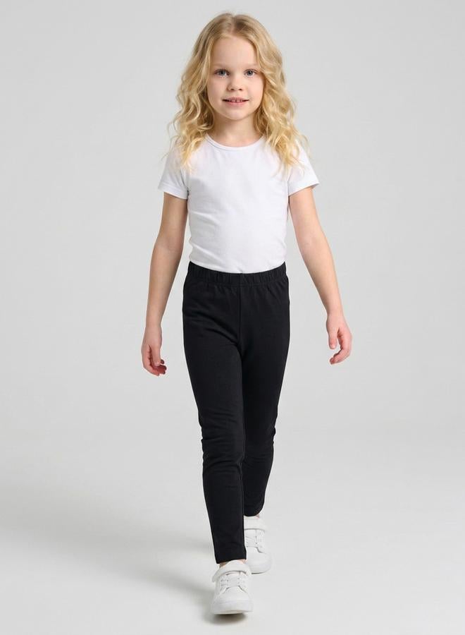 Take Two Girls Black Solid Full Length Leggings By Juniorloom - Image 4