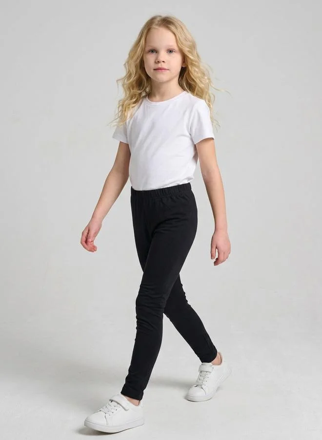 Take Two  Girls Black Solid Full Length Leggings By Juniorloom for Women | Best Price UAE