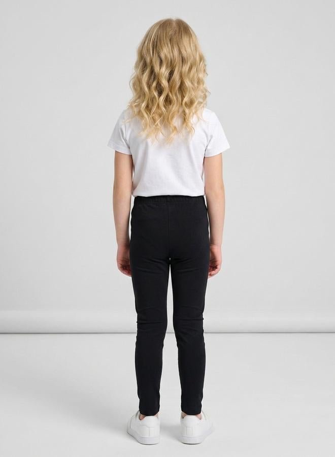 Take Two Girls Black Solid Full Length Leggings By Juniorloom - Image 3