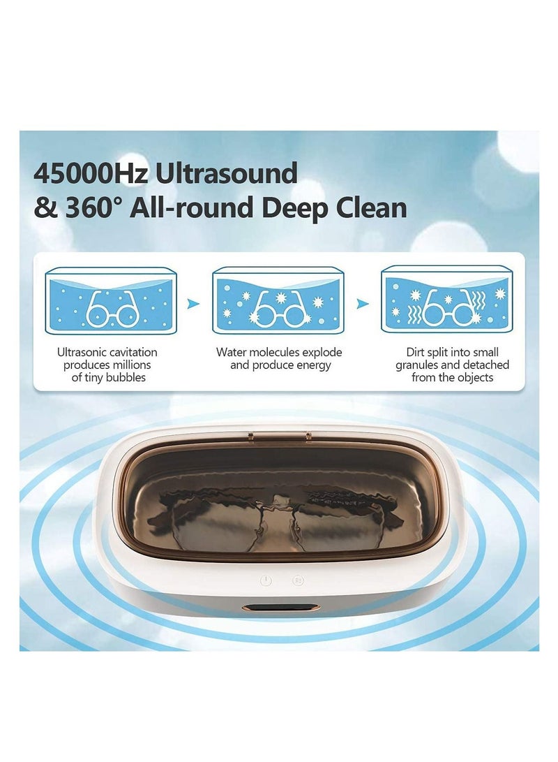 Ultrasonic Jewelry Cleaner Machine, 43kHz Professional Portable Jewelry Cleaner Ultrasonic Machine, for Jewelry, Eyeglasses, Rings, Earring, Necklaces，Watch Strap,  Makeup Brush、Pacifiers, tableware，etc  - Image 5