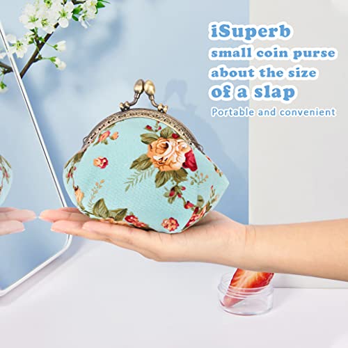 iSuperb Coin Purse Canvas with Clasp Closure Wallet Coin Pouch Kisslock Purses Keys Case for Women Jewelry Pouch Wallet - Image 5