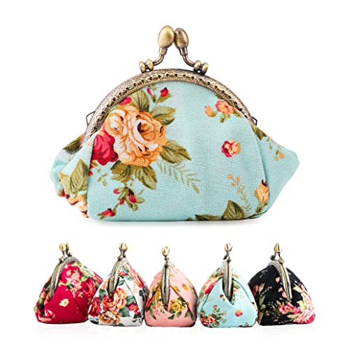iSuperb Coin Purse Canvas with Clasp Closure Wallet Coin Pouch Kisslock Purses Keys Case for Women Jewelry Pouch Wallet - Image 1