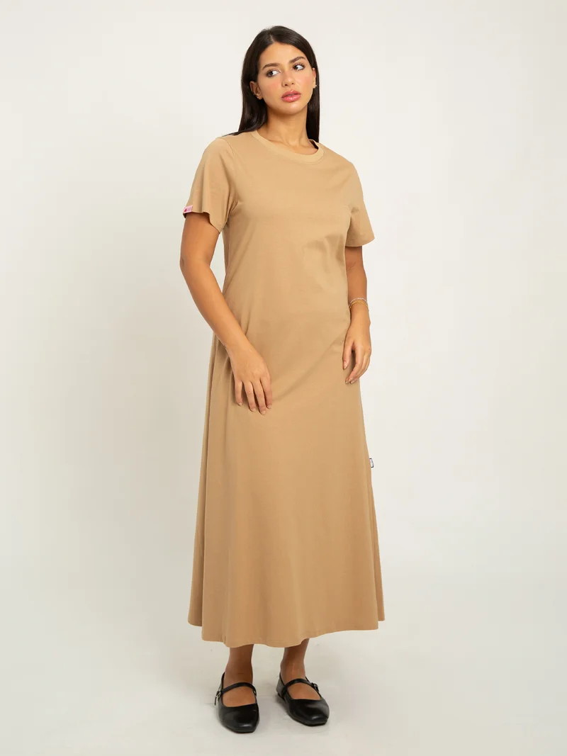 Kaafmeem Mocha Long T-shirt Dress