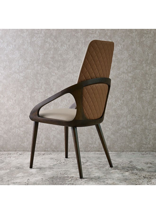 AL HUZAIFA FURNITURE Michela Dining Chair Upholstered In Pvc Quilted Design & Walnut Legs  - Image 5
