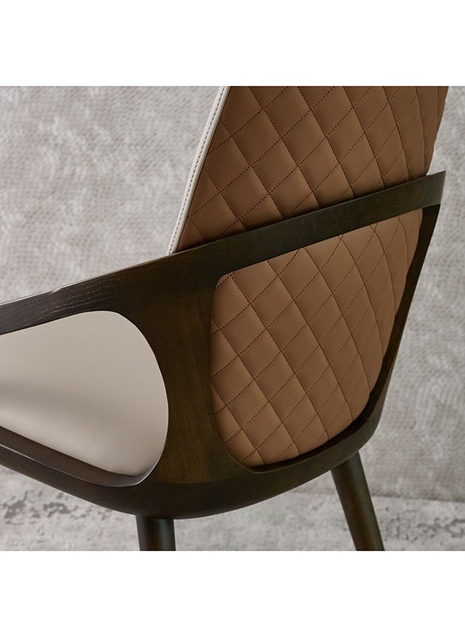 AL HUZAIFA FURNITURE Michela Dining Chair Upholstered In Pvc Quilted Design & Walnut Legs  - Image 4