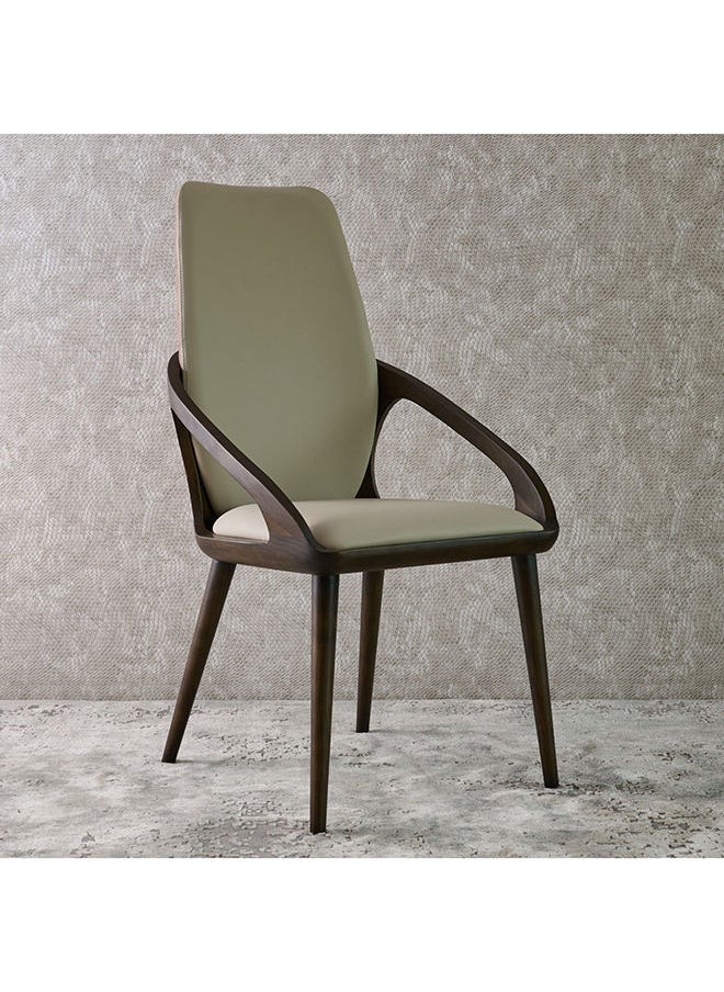AL HUZAIFA FURNITURE Michela Dining Chair Upholstered In Pvc Quilted Design & Walnut Legs  - Image 2