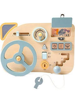 DURKU Busy Board for Toddlers, Montessori Steering Wheel Driving Toy, Wooden Sensory Toys, Preschool Learning Activities for Fine Motor Basic Skills Travel Toy for Kids 3-6 Years Old (Driving)  - Image 1