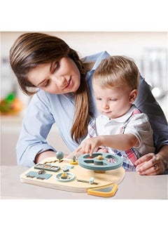 DURKU Busy Board for Toddlers, Montessori Steering Wheel Driving Toy, Wooden Sensory Toys, Preschool Learning Activities for Fine Motor Basic Skills Travel Toy for Kids 3-6 Years Old (Driving)  - Image 2