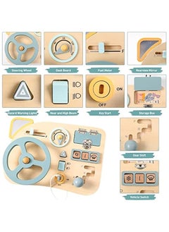 DURKU Busy Board for Toddlers, Montessori Steering Wheel Driving Toy, Wooden Sensory Toys, Preschool Learning Activities for Fine Motor Basic Skills Travel Toy for Kids 3-6 Years Old (Driving)  - Image 3