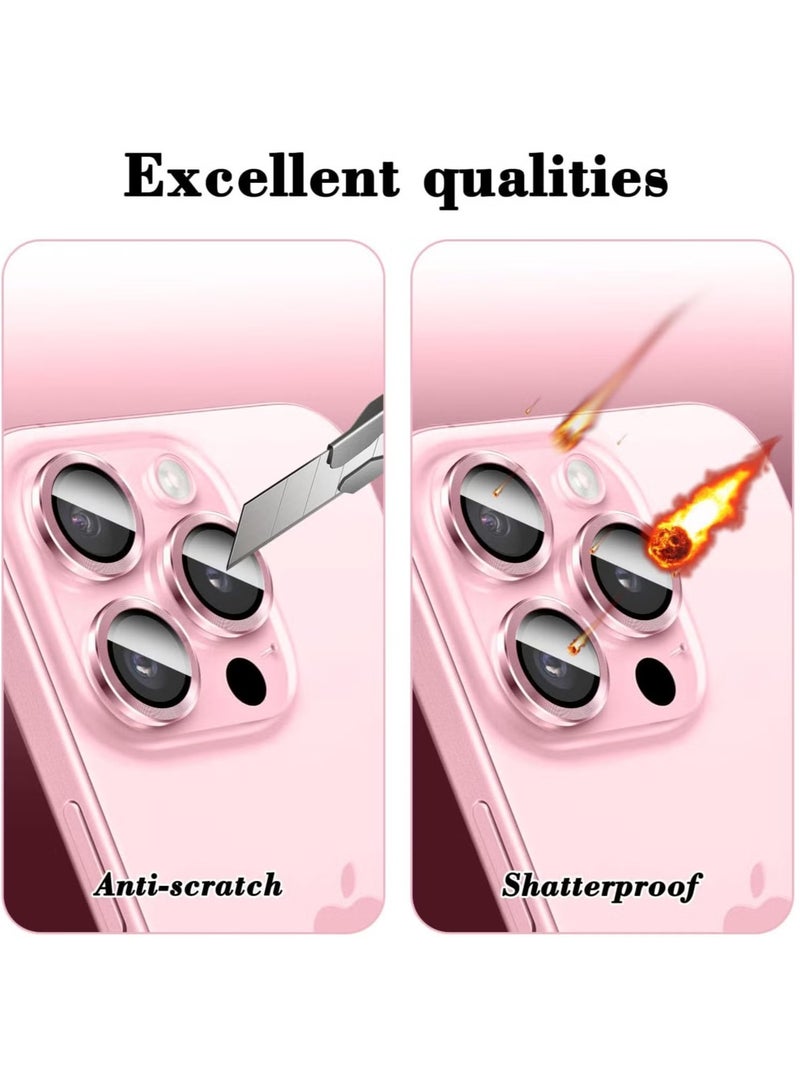 ELTRAZONE Camera Lens Protector for iPhone 16 Pro/16 Pro Max – Tempered Glass Camera Cover Screen Protector with Automatic Alignment Metal Individual Rings, HD Anti-Scratch Accessories (Pink) - Image 4