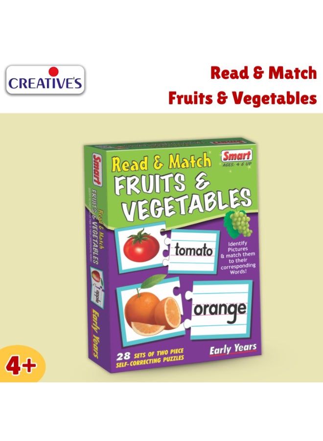 Creative's Smart Read & Match Fruits & Vegetables Puzzle - 28 Self-Correcting Two-Piece Sets - Smart Early Years Educational - Learn Fruits, Vegetables & Spelling - Ideal Gift - Ages 4 & Up - Image 2