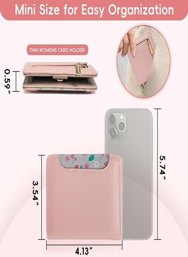 Pomelo Best Small Wallet Women RFID Blocking Bifold Leather Wallets for Women Credit Card Holder with ID Window Zipper Coin Pocket Pink - Image 2
