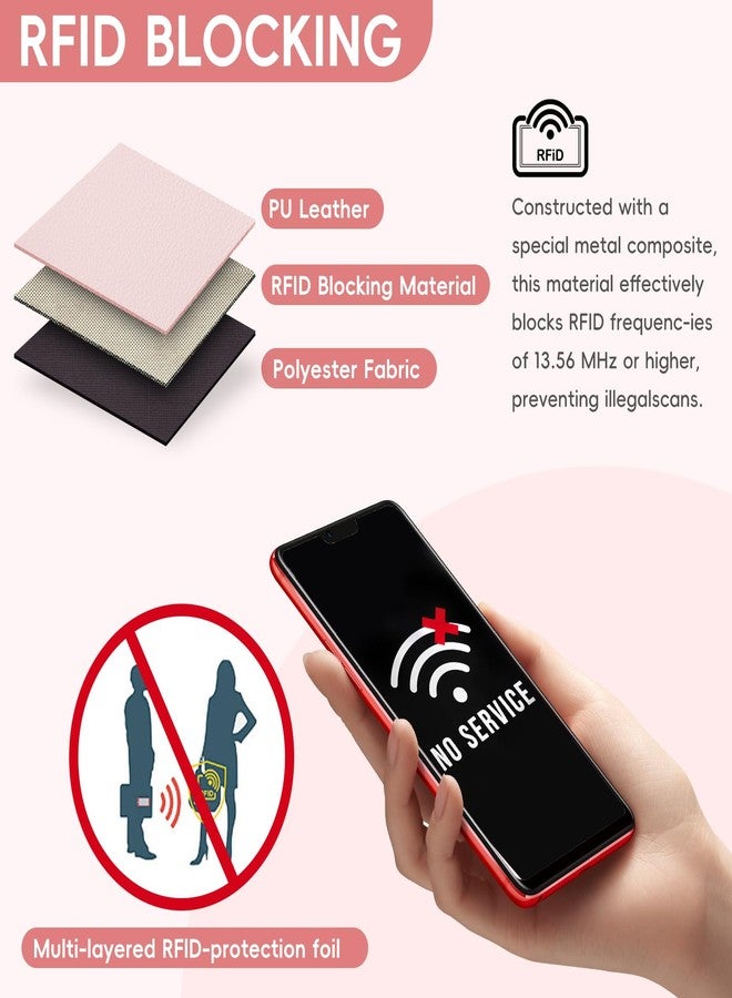 Pomelo Best Small Wallet Women RFID Blocking Bifold Leather Wallets for Women Credit Card Holder with ID Window Zipper Coin Pocket Pink - Image 5