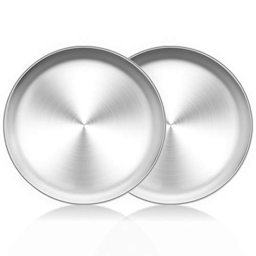 TeamFar Pizza Pan, 10 inch Pizza Pans Pizza Tray Stainless Steel for Oven Baking, Non Toxic & Healthy, Heavy Duty & Dishwasher Safe - Set of 2 - Image 1