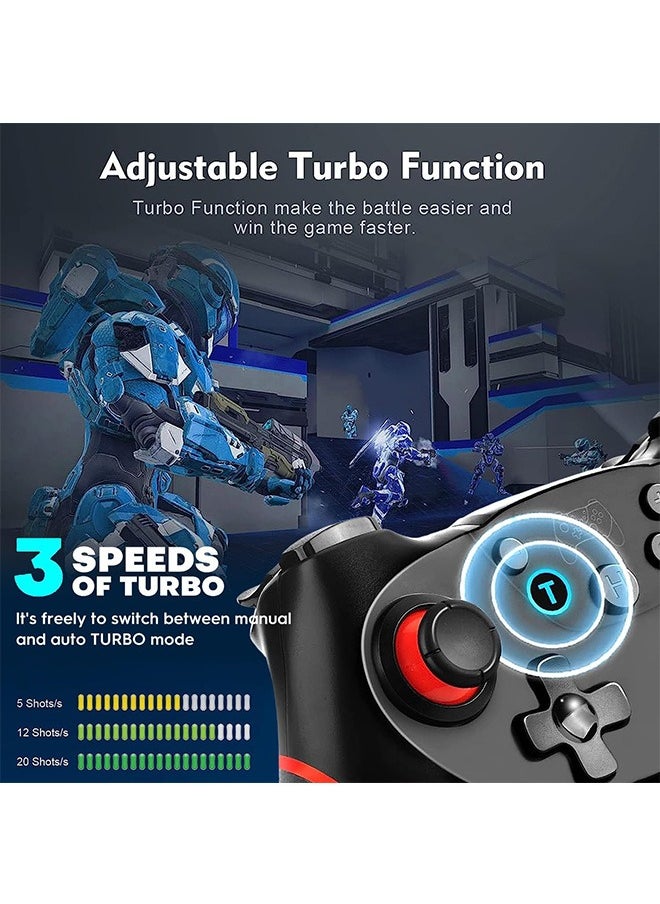 Garlo - Controller for Switch, Wireless Pro Controller for Switch/Switch Lite/Switch OLED, Remote Gamepad with Joystick, Adjustable Turbo Vibration, Ergonomic Non-Slip - Black. - Image 1